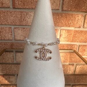 ✨ New Handmade Pearl Bracelet with Upcycled Crystal Accent Charm ✨